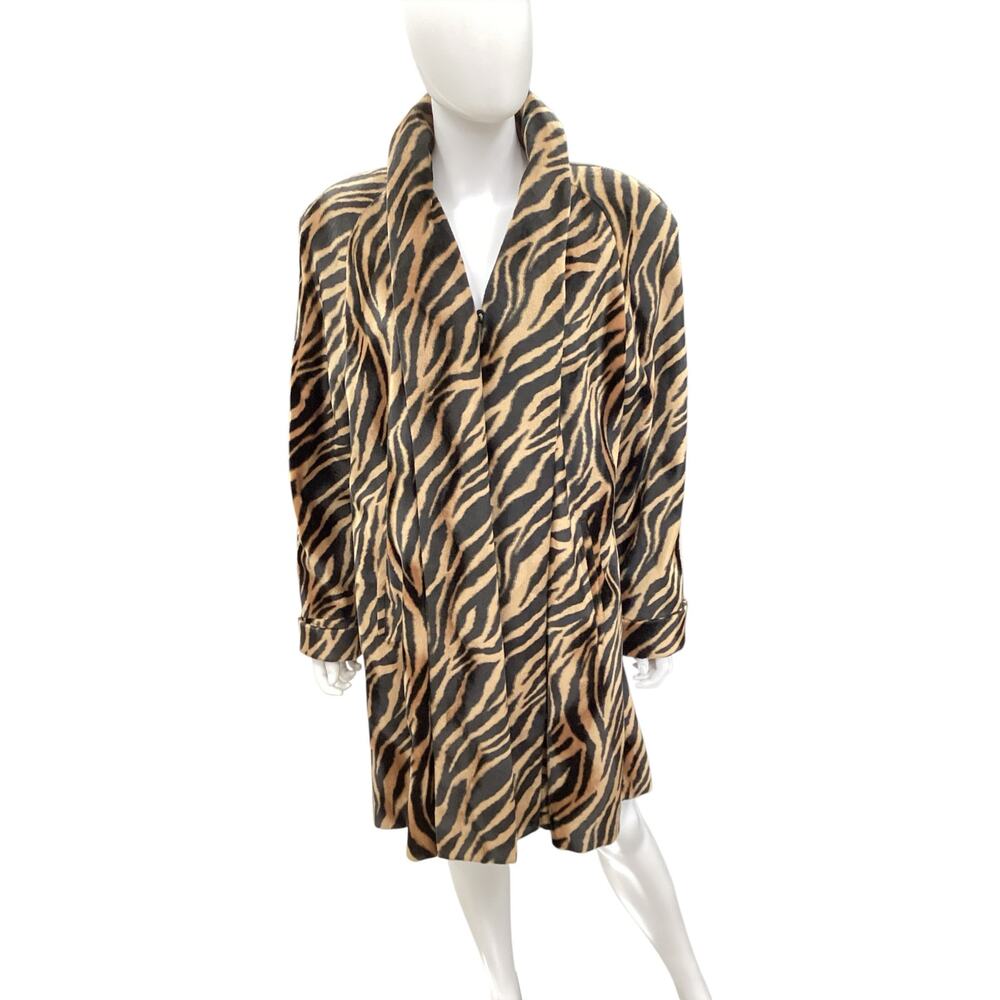 Vintage Cache Coat Women’s SZ S Medium Animal Print Pockets Soft Brown And Black